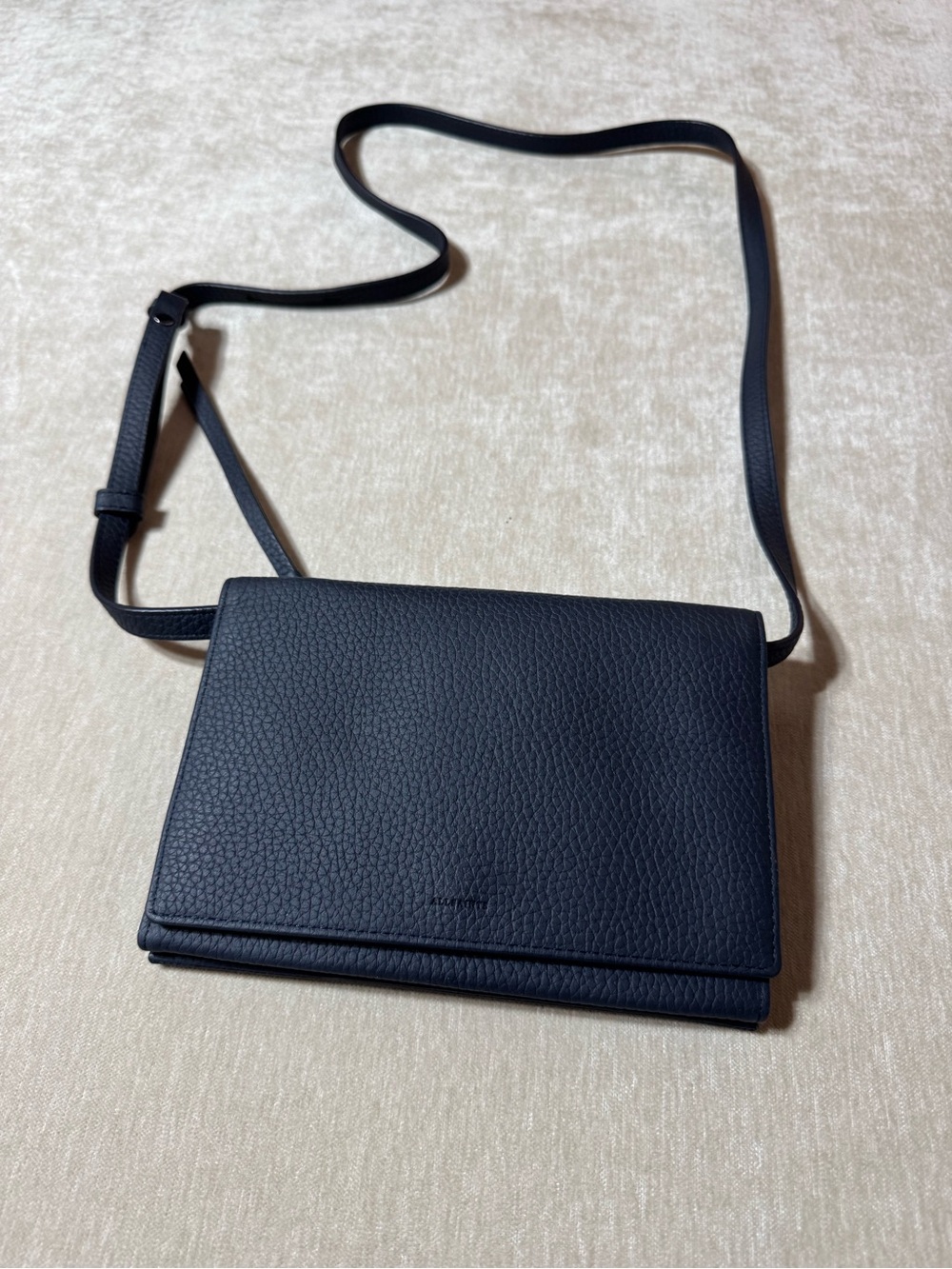 ALL SAINTS Fetch Leather Wallet Crossbody Bag - Navy